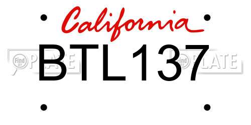 BTL137 California License Plate
