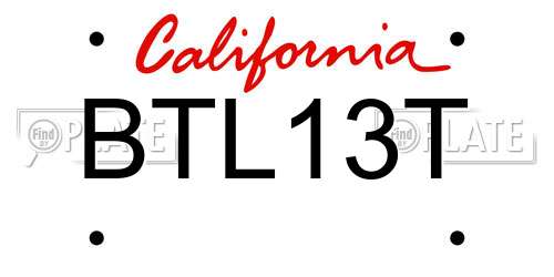 BTL13T California License Plate