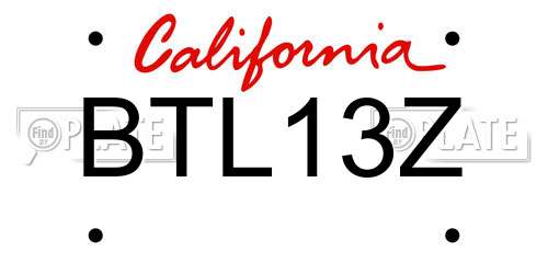 BTL13Z California License Plate