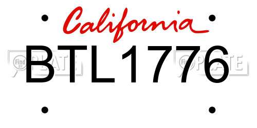 BTL1776 California License Plate