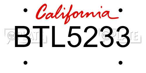 BTL5233 California License Plate