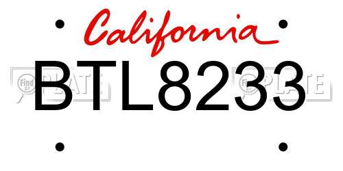 BTL8233 California License Plate