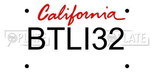 BTLI32 California License Plate