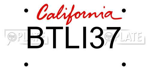 BTLI37 California License Plate