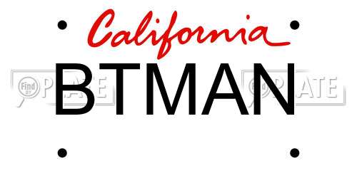BTMAN California License Plate