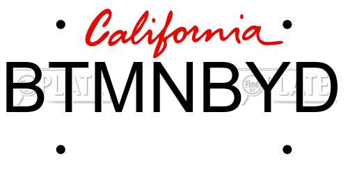 BTMNBYD California License Plate