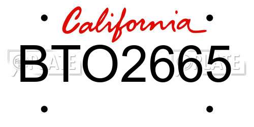 BTO2665 California License Plate