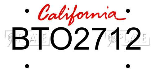 BTO2712 California License Plate