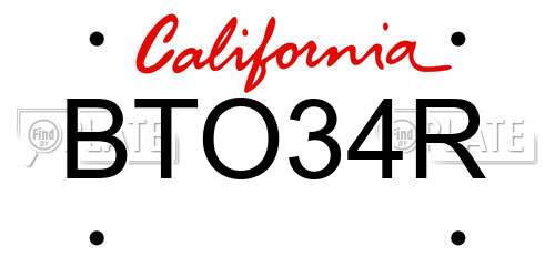 BTO34R California License Plate
