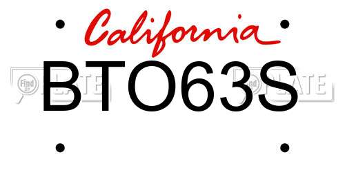 BTO63S California License Plate