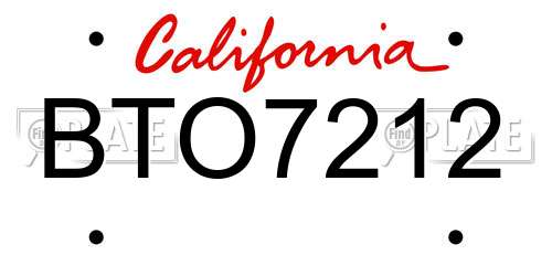 BTO7212 California License Plate