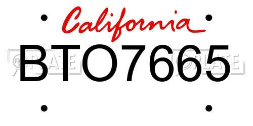 BTO7665 California License Plate