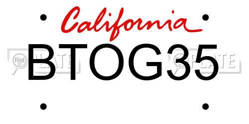 BTOG35 California License Plate