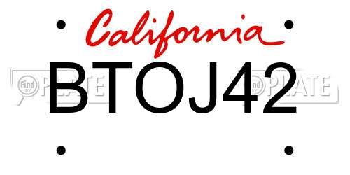 BTOJ42 California License Plate