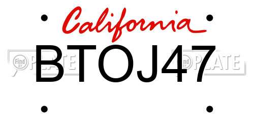 BTOJ47 California License Plate