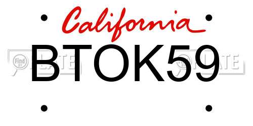 BTOK59 California License Plate