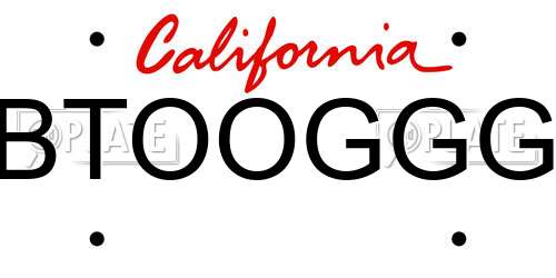 BTOOGGG California License Plate