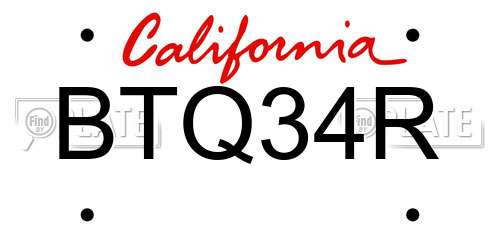 BTQ34R California License Plate