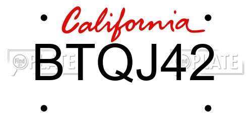 BTQJ42 California License Plate