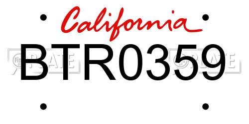 BTR0359 California License Plate