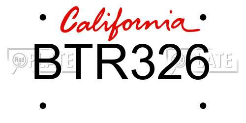 BTR326 California License Plate