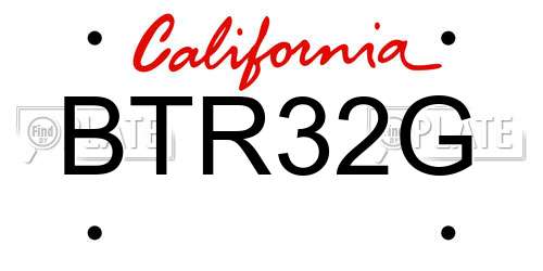 BTR32G California License Plate