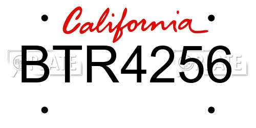 BTR4256 California License Plate