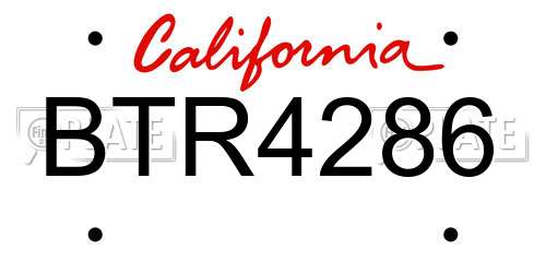 BTR4286 California License Plate