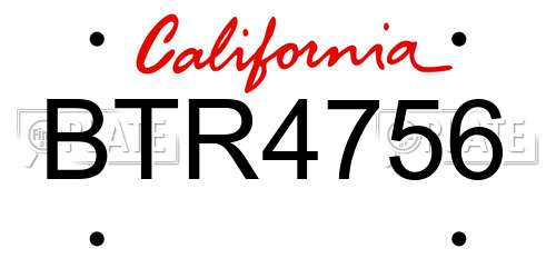 BTR4756 California License Plate