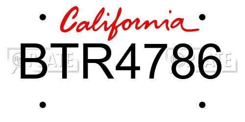 BTR4786 California License Plate