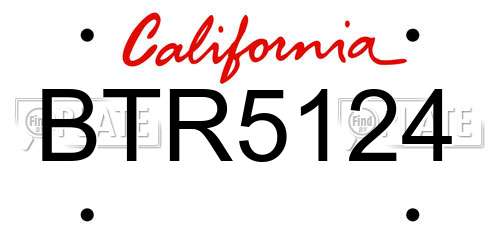 BTR5124 California License Plate