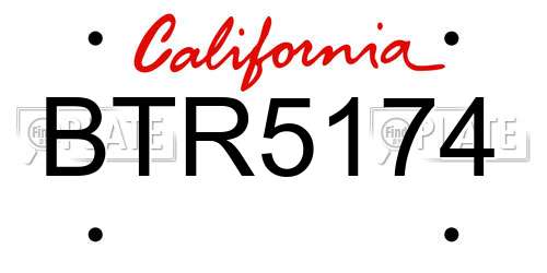 BTR5174 California License Plate