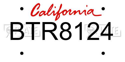 BTR8124 California License Plate