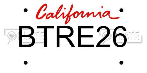 BTRE26 California License Plate