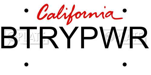 BTRYPWR California License Plate
