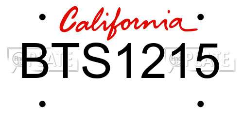 BTS1215 California License Plate