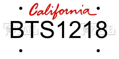 BTS1218 California License Plate