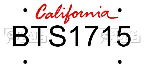 BTS1715 California License Plate