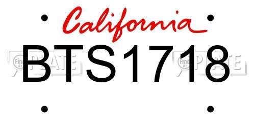 BTS1718 California License Plate
