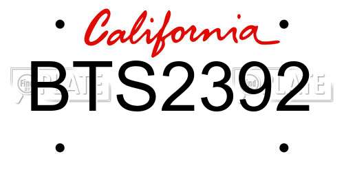BTS2392 California License Plate