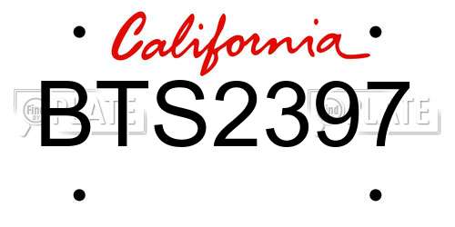 BTS2397 California License Plate