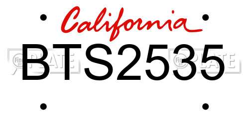 BTS2535 California License Plate
