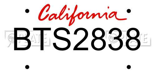 BTS2838 California License Plate