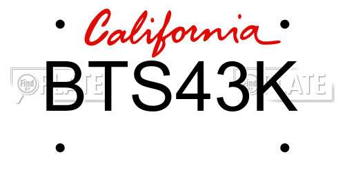 BTS43K California License Plate