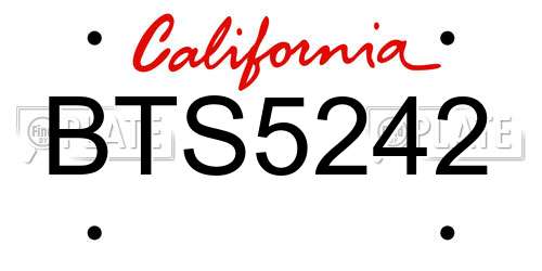 BTS5242 California License Plate