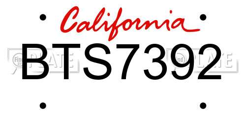 BTS7392 California License Plate