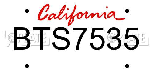 BTS7535 California License Plate