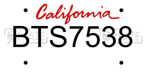 BTS7538 California License Plate