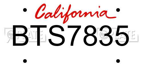 BTS7835 California License Plate