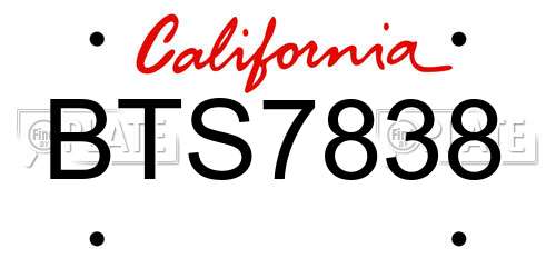 BTS7838 California License Plate